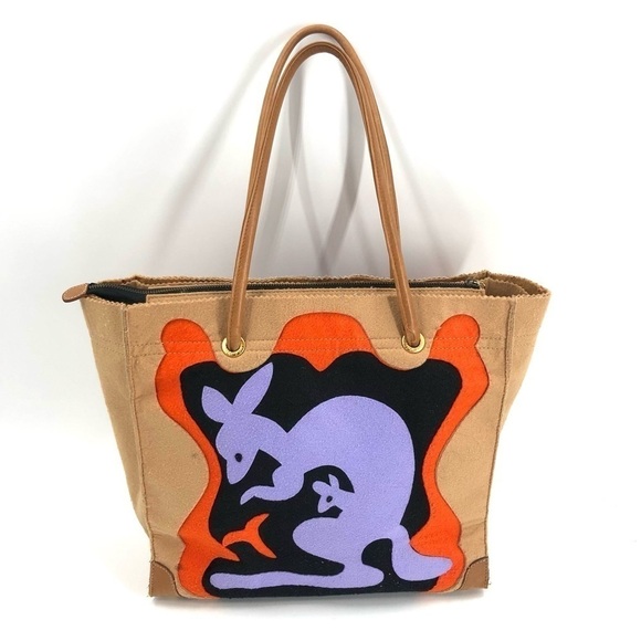 Rare Michael Simon Kangaroo Tote Bag Colorful Felt Carryall Designer Artsy Purse - Picture 3 of 13